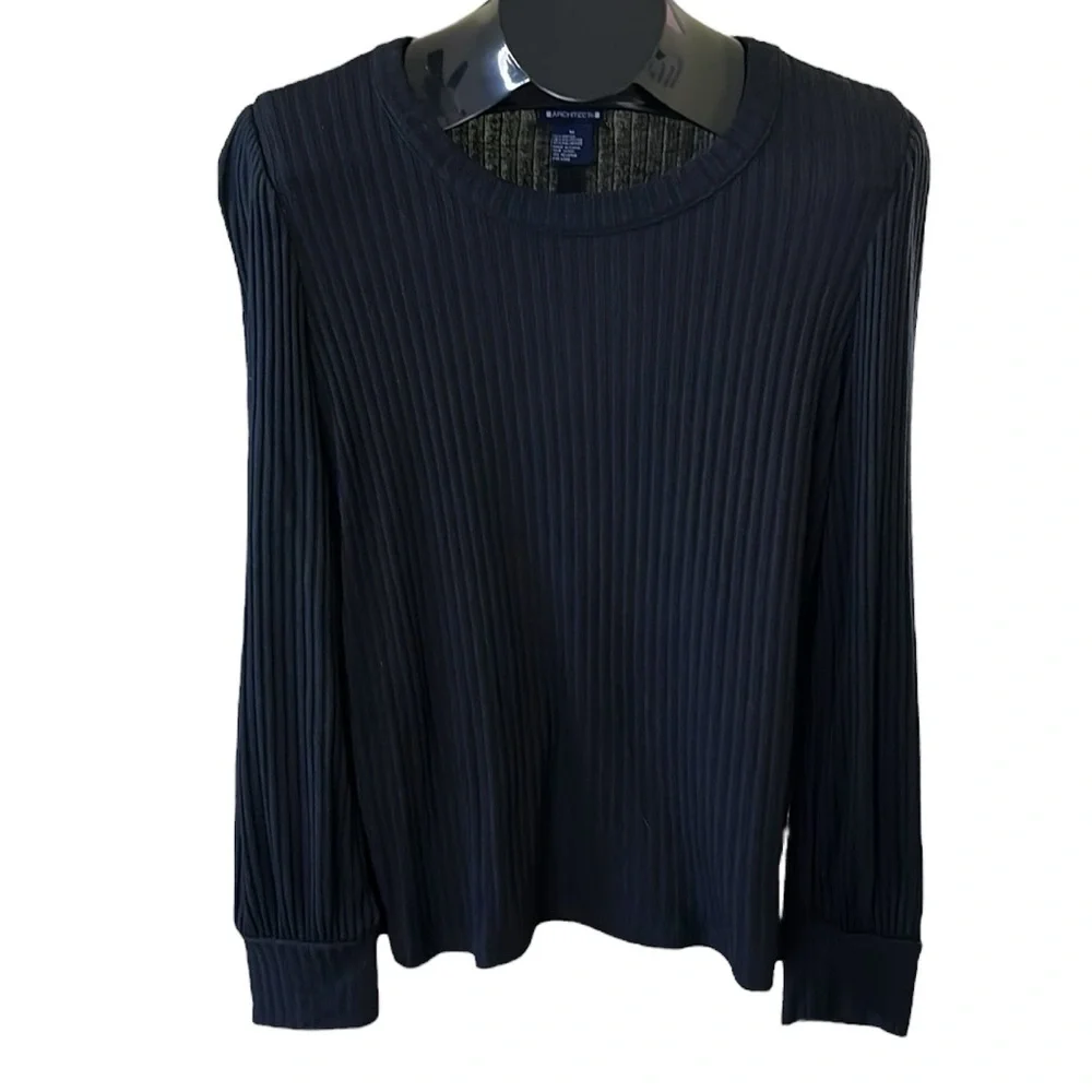 Architect Long Sleeve Ribbed Blouse With Puffy Sleeve - Picture 4 of 9